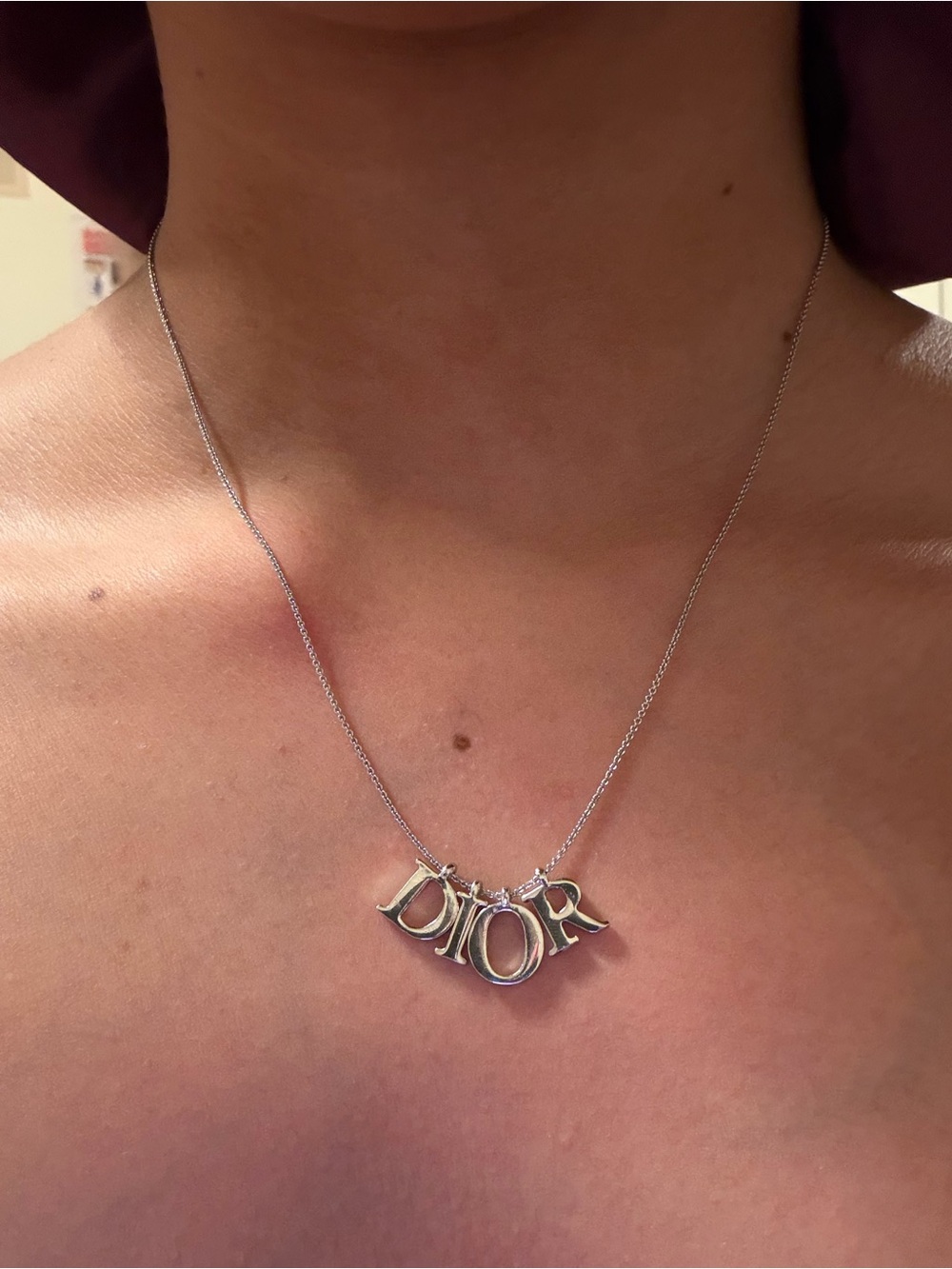 Vintage Dior Silver Letter Necklace